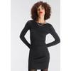 Strickkleid AJC, Damen, Gr. 46, N-Gr, schwarz, Rippstrick, Obermaterial: 70% Viskose, 30% Polyamid, clean, unifarben, casual, figurbetont mini, U-Boot-Ausschnitt, Langarm, Kleider Partykleid, festlich, Mini-Länge, figurbetont, aus Viskose und Polyamid