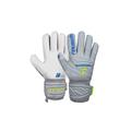 Torwarthandschuhe REUSCH "Attrakt Grip Finger Support" Gr. 10, grau (grau, gelb) Damen Handschuhe Sporthandschuhe