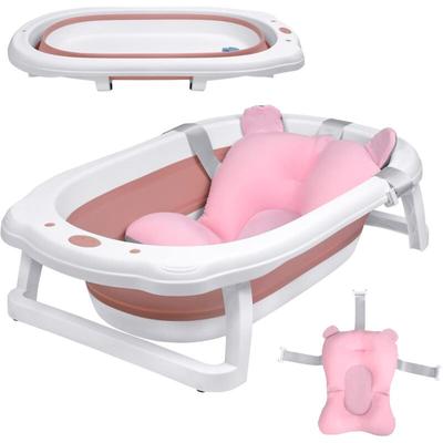 Baby Badewanne Faltbare Babybadewanne mit Gestell und Badematte Rutschfeste Tragbare Babywanne für