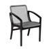 Tye 25 Inch Patio DIning Chair Dark Eucalyptus Wood Gray Rope Seating
