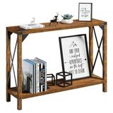 Simzone Farmhouse Entryway Table 43 Inch Console Table Easy Assembly 2 Tier Wood Sofa Table Furniture for Foyer Living Room Hallway Outdoor 43 x11.8 x29.9