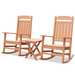 MoNiBloom Set of 3 Outdoor Rocking Chairs Set Adirondack Rocker Chairs with Foldable Side Table All Weather Fire Pit Chairs for Patio Deck Porch Teak