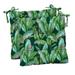 RSH DÃ©cor Indoor Outdoor Set of 2 Tufted Dining Chair Seat Cushions 16 x 16 Mekko Emerald Tropical Leaf
