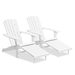 Magshion Set of 2 Reclining Adirondack Chair with Retractable Footrest Wooden Lounge Chairs Set with Ottoman Weather Resistant Outdoor Fire Pit Chairs White