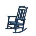 Clihome Outdoor Rocking Chair HIPS All Weather Resistant Patio Rocker Chairs Presidential High Back Outdoor Chairs Realistic Wood Texture for Garden Lawn Courtyards Navy Blue
