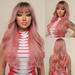 DOPI Long Auburn Wig with Bangs Layered Curly Orange Wigs for Women Natural Synthetic Wigs for Daily Use