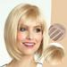 Fashionable Short Bob Wig In Golden Color With Bangs For Women Stylish Blonde Wig Set