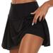 Sksloeg Women s Athletic Tennis Skorts High Waisted Golf Athletic Running Skorts Sports Pleated Skirts with Shorts Ball Uv Protection Black 5XL