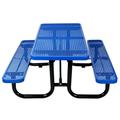 Folding Picnic Table with 2 Benches Outdoor Camping Table Set with Plastic Wood-Like Texture Tabletop & Steel Frame 6 ft Foldable Camping Table with Umbrella Pole for Picnic Party BBQ Blue