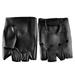 Black Half Finger Motorcycle Mittens Solid Color Faux Leather Gloves for Unisex