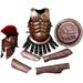 THORINSTRUMENTS (with device) Medieval 300 Movie King Leonidas Spartan Helmet W/Red Plume +Muscle Jacket+ Shield + Leg+ Arm Guard Rustic Vintage Home Decor Gifts