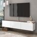 Latitude Run® Ronnye Floating TV Stand Up to 80" TV's Wall Mounted Media Console Wood in White/Brown | 12.5 H x 63 W x 12.5 D in | Wayfair