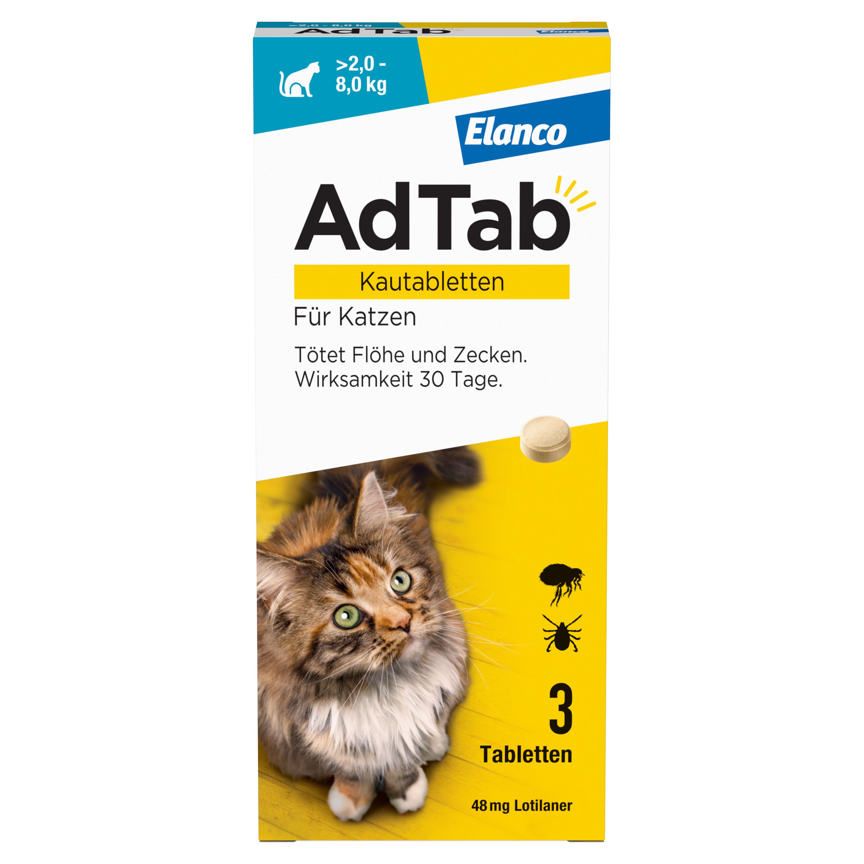 Adtab 48 mg Kautabletten für Katzen >2-8 kg 3 St Image