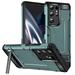 Feishell for Samsung Galaxy S21 Ultra Armor Case with Hidden Metal Kickstand Military Grade Shockproof Dual Layers Hybrid PC + TPU Anti-Scratch Non-slip Comfortable Grip Rugged Phone Case Darkgreen