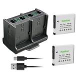 Kastar 2-Pack Battery and Quadruple Charger Compatible with Canon NB-8L NB8L NB-8LH NB8LH Battery Canon CB-2LA CB-2LAE Charger