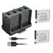 Kastar 2-Pack Battery and Quadruple Charger Compatible with Canon NB-8L NB8L NB-8LH NB8LH Battery Canon CB-2LA CB-2LAE Charger