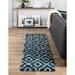 Unique Loom Ruth Trellis Shag Rug Runner 2 0 x 8 0 Navy Blue Modern Trellis Bathroom Hallway Mud Room