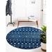 Unique Loom Alaoui Tribal Trellis Rug Round 7 10 x 7 10 Navy Blue Transitional Trellis Dining Room Entryway Bed Room