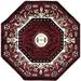 Traditional Octagon Persian Area Rug Red Black Beige Design 101 ( Feet 3 Inch Feet 3 Inch)