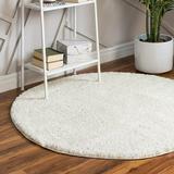 Unique Loom Aras Soft Solid Shag Rug Round 3 3 x 3 3 White Hollywood Glam Solid Dining Room Entryway Bed Room