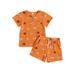 Licupiee Toddler Kids Boy Girl Halloween Costume Baby Pajamas Lounge Outfits Pumpkin Crewneck Shirts Top Shorts Set Clothes
