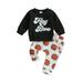 Qtinghua Baby Boy Girl Halloween Costume Outfits Hey Boo Long Sleeve Sweatshirt + Pumpkin Pants Set Toddler Clothes