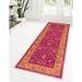 Unique Loom Hijaz Medina Rug Runner 2 2 x 5 1 Berry Pink Traditional Border Bathroom Hallway Mud Room