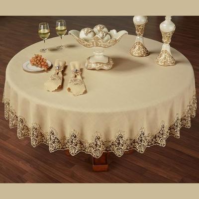 Florentina Round Tablecloth Antique Gold 70