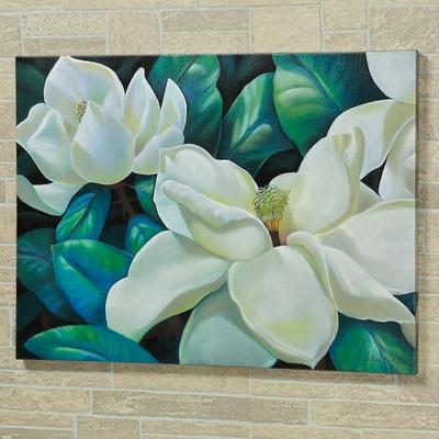 Southern Queen Magnolia Canvas Wall Art Green , Gr...