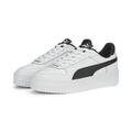 Sneaker PUMA "Carina Street Sneakers Damen" Gr. 38.5, schwarz-weiß (white black silver metallic) Schuhe Sneaker