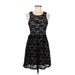 Express Cocktail Dress - A-Line Scoop Neck Sleeveless: Black Print Dresses - Women's Size Medium