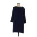 Of Mercer Casual Dress - Shift High Neck 3/4 sleeves: Blue Print Dresses - Women's Size 6