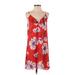 Three Eighty Two Casual Dress - A-Line Scoop Neck Sleeveless: Orange Floral Dresses - Women's Size X-Small