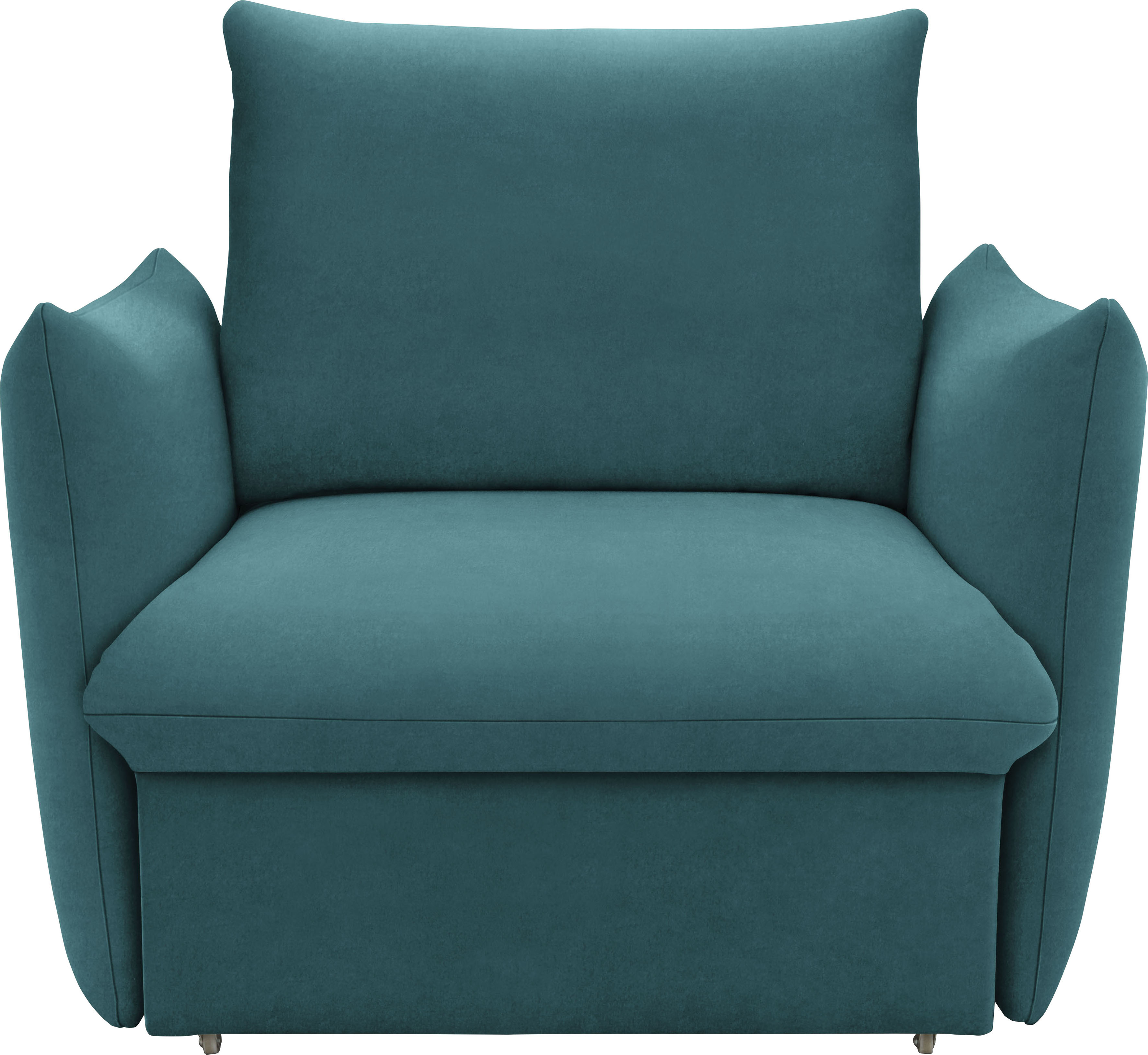 Sessel "LOOKS XII Schlafsesel, Schlaffunktion", blau (petrol), B:120cm H:100cm T:97cm, 92% Polyester, 8% Nylon, LOOKS BY WOLFGANG JOOP, Sessel, Sessel, Boxspring-Polsterung, mit Gästebettfunktion, Kissenoptik