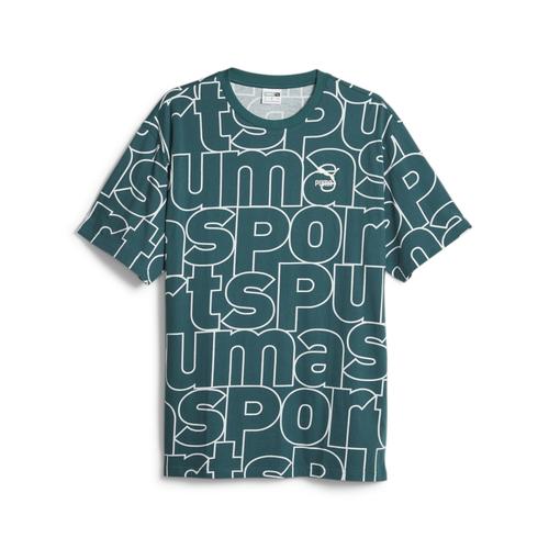 „T-Shirt PUMA „“PUMA TEAM Relaxed Allover-Print Herren““ Gr. L, grün (malachite aop green) Herren Shirts T-Shirts“