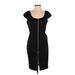 Nine West Casual Dress - Sheath Scoop Neck Short sleeves: Black Print Dresses - Women's Size 4