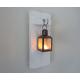 Reclaimed wood antique white wall sconce candle holder with Moroccan tea light lantern