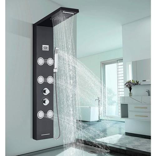 Edelstahl Duschpaneel Schwarz Duschsystem Regendusche Kopfbrause Duschset Duschsystem mit