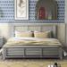 Exquisite King Size Platform Bed with Center Support Feet and Easy Assembly