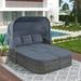 Outdoor Patio Furniture Set, Daybed Sunbed with Retractable Canopy, Patio Conversation Set, Wicker Furniture Sofa Set for Lawn