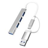 PRINxy Mini USB Hub Extensions 4 Port USB 3 0 Hub 2 0 Hub USB Adapter Station Ultra Slim Portable Data Hub USB Splitter Aluminum Silver D