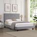 Modern Gray Button Tufted Linen Fabric Upholstered Platform Bed Frame, Wood Slat Support