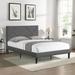 Gray Upholstered Platform Bed Frame with Headboard, Wood Slat Support, Mattress Foundation, Easy Assembly