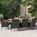 Winston Porter Patio Dining Set Outdoor Dining Set Table & Chair Set for Garden Wood/Wicker/Rattan in Black | 29.5 H x 70.9 W x 23.6 D in | Wayfair