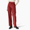 Dickies Women's Halleyville Regular Fit Wide Leg Corduroy Pants - Fired Brick Size 0 (FPR08)