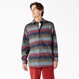 Dickies Men's Long Sleeve Flannel Shirt - Brick/olive Blanket Stripe Size 2Xl (WL657)