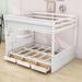 Harriet Bee Kenner Full Over Full Size Wood Bunk Bed w/ Shelves, Table & 3 Drawers in White | 65 H x 60 W x 96.5 D in | Wayfair