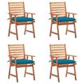 Anself Patio Dining Chairs 4 pcs with Cushions Solid Acacia Wood