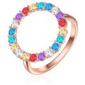 Lulu & Jane - Ring Kreis Messing verziert mit Kristallen von Swarovski® in Roségold Ringe Damen