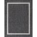 Beverly Rug Bordered Indoor Outdoor Rug Outside Carpet for Patio Deck Porch - Dark Grey 8X10 8 x 10 Rectangle